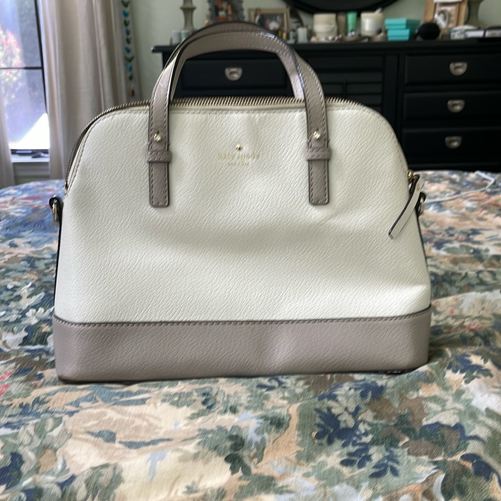 Kate spade handbag 2 tone creme and tan